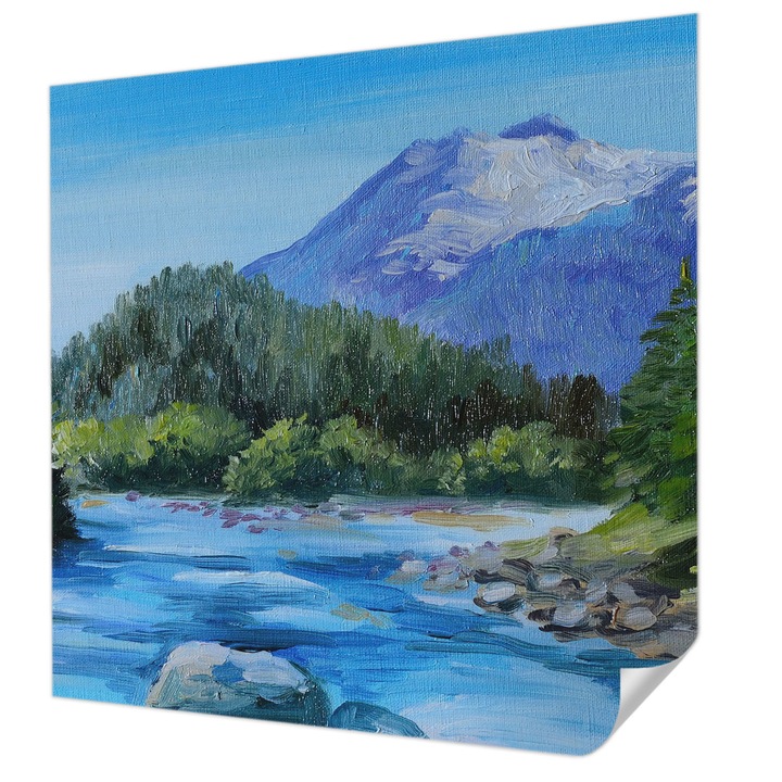 Öntapadós Fotótapéta Falra, Wallfluent, Hegyi táj, Kék, 250 x 250 cm, Klasszikus, Könnyen Felszerelhető, 010170060030000017453