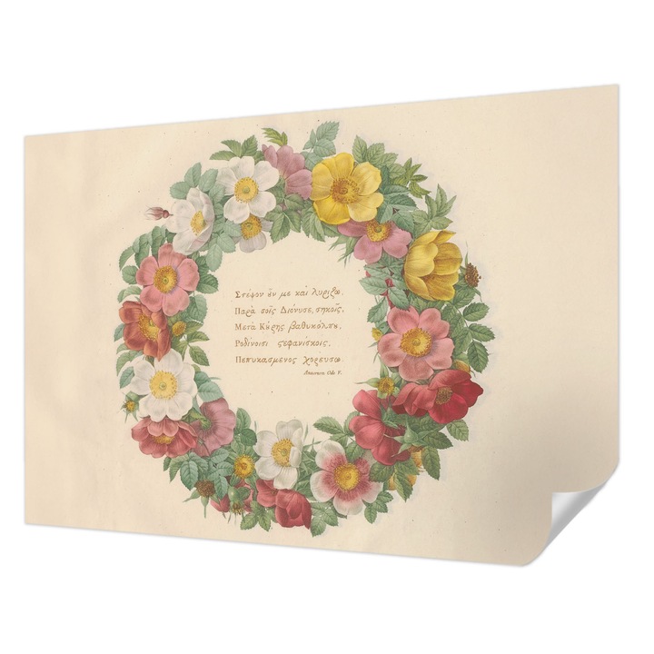 Öntapadós Dekor Tapéta, Wallfluent, Virágkoszorú, Szürke, 208 x 146 cm, Erős Ragasztó, Modern Belsőépítészeti Dekoráció, 010170060950000285382