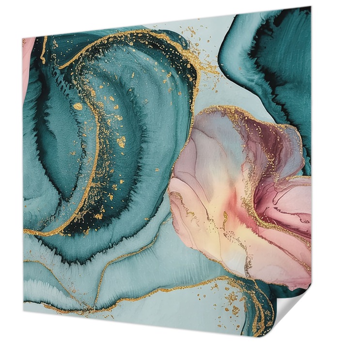 Öntapadós Dekor Tapéta, Wallfluent, Művészi hullámok, Kék, 250 x 250 cm, Előszobába, Hálószobába, 010170060030000284902