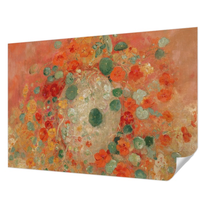 Öntapadós Fotótapéta Falra, Wallfluent, Absztrakt virágok, Narancssárga, 208 x 146 cm, Előszobába, Hálószobába, 010170060950000285413