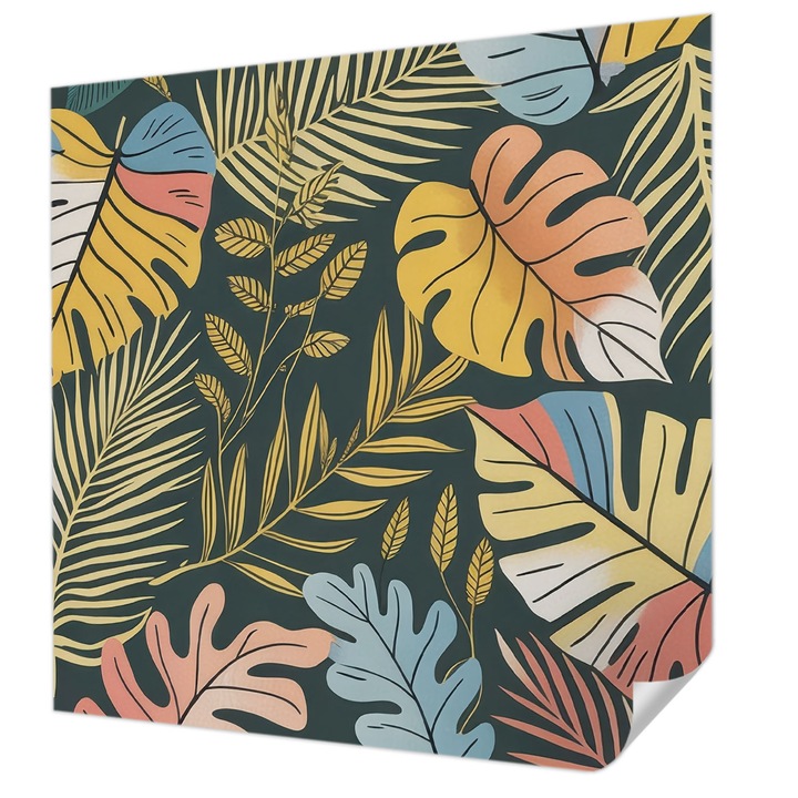 Öntapadós Tapéta Falra, Wallfluent, Trópusi energia, Sárga, 250 x 250 cm, Nappaliba, Konyhába, 010170060030000284918