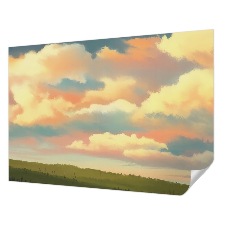 Öntapadós Dekor Tapéta, Wallfluent, Felhős égbolt, Narancssárga, 312 x 219 cm, Modern Dizájn, Könnyen Felszerelhető És Tisztítható, 010170060960000285196