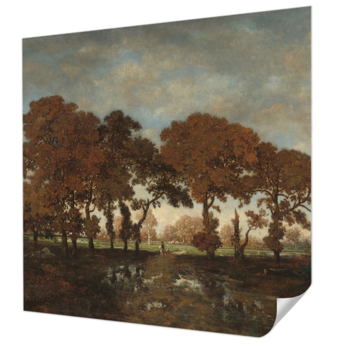 Öntapadós Tapéta Fali Dekoráció, Wallfluent, Idilli táj, Barna, 250 x 250 cm, Modern Dizájn, Nedvesség- És Foltálló, 010170060030000285289