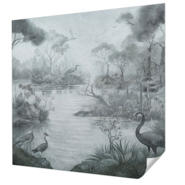 Öntapadós Fotótapéta Falra, Wallfluent, Természeti táj, Szürke, 250 x 250 cm, Erős Ragasztó, Modern Belsőépítészeti Dekoráció, 010170060030000285308