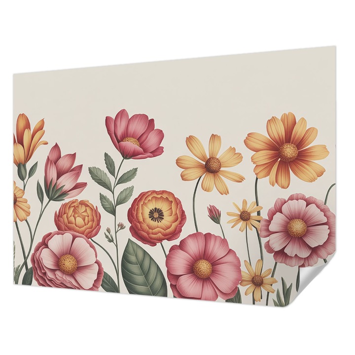 Tapet Autodeziv De Perete, Wallfluent, Aranjament floral, Roz, 208 x 146 cm, Pentru Living, Birou, Hol, 010170060950000284729