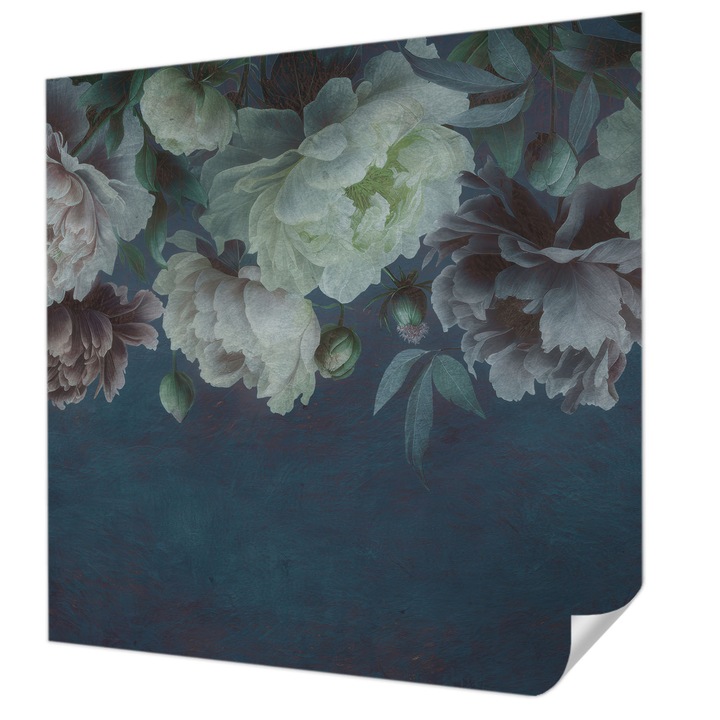 Öntapadós Dekor Tapéta, Wallfluent, Virágos elegancia, Tengerészkék, 250 x 250 cm, Modern Dizájn, Könnyen Felszerelhető És Tisztítható, 010170060030000285315