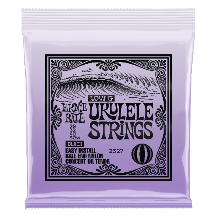 Set corzi ukulele, ERNIE BALL, nylon, Low G, 028x032x040x030W, negru