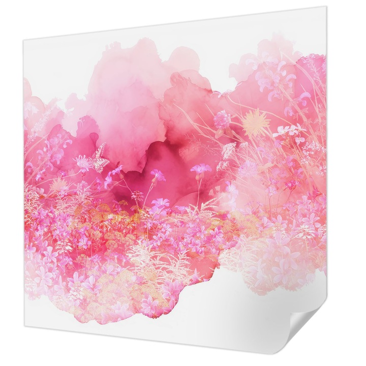 Öntapadós Tapéta Fali Dekoráció, Wallfluent, Virágminta, Rózsaszín, 250 x 250 cm, Nappaliba, Konyhába, 010170060030000285328