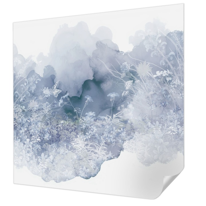 Öntapadós Tapéta Fali Dekoráció, Wallfluent, Virágos rét, Fehér, 250 x 250 cm, Előszobába, Hálószobába, 010170060030000285327