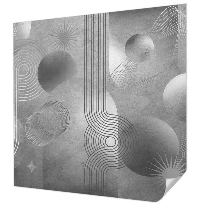 Öntapadós Dekor Tapéta, Wallfluent, Absztrakt elegancia, Szürke, 250 x 250 cm, Nappaliba, Konyhába, 010170060030000285320