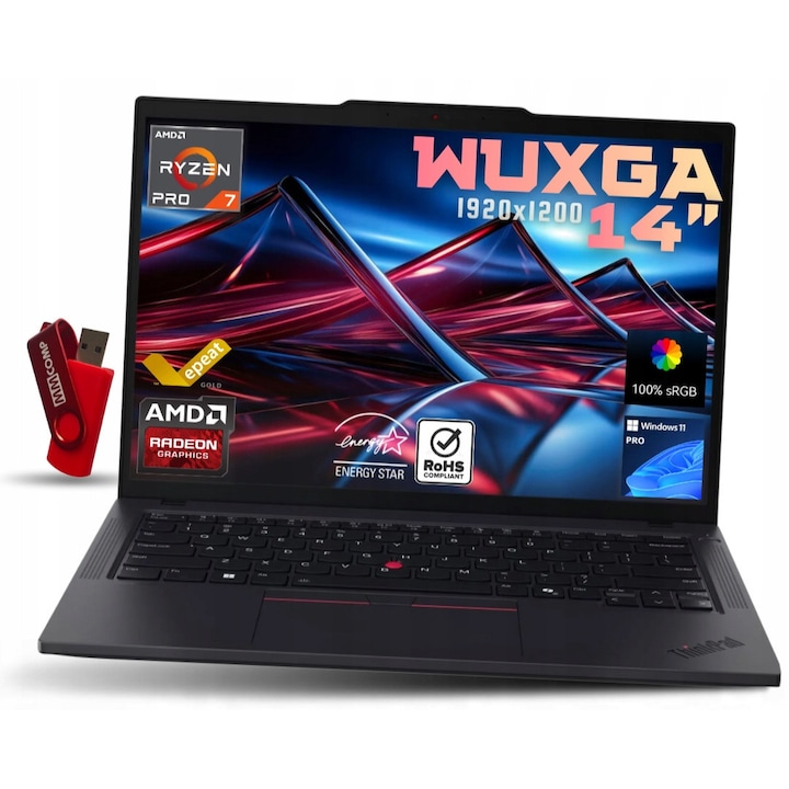 Laptop Lenovo ThinkPad P14s G5, AMD Ryzen 7 8840HS, 64GB 1TB SSD, AMD Radeon 780M, 14" WUXGA 1920*1200 IPS, Windows 11 Pro