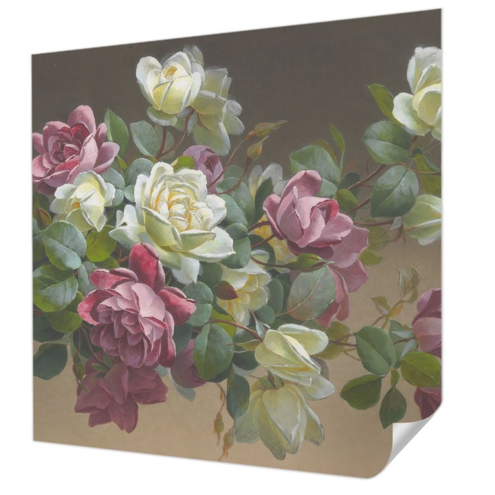 Öntapadós Tapéta Fali Dekoráció, Wallfluent, Virágos elegancia, Fehér, 250 x 250 cm, Modern Dizájn, Nedvesség- És Foltálló, 010170060030000285355