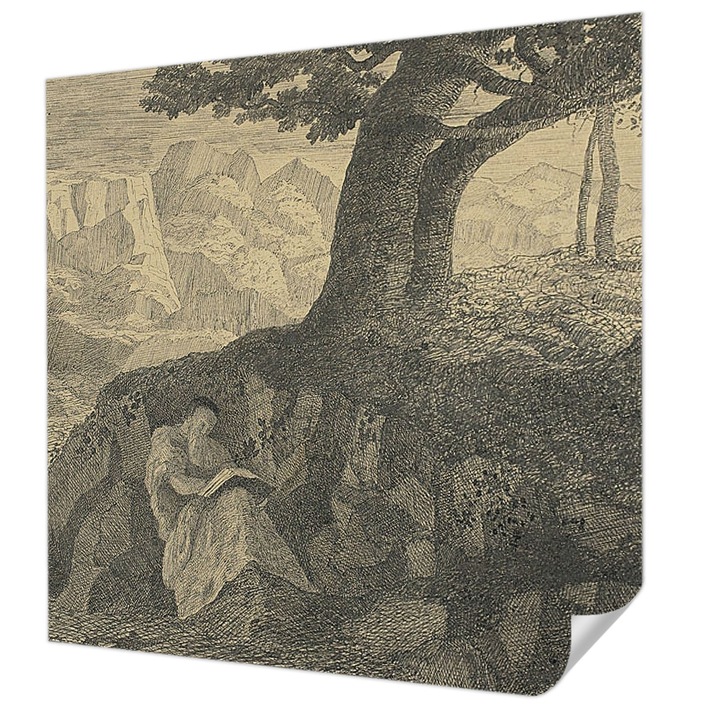 Öntapadós Tapéta Fali Dekoráció, Wallfluent, Olvasó karakter, Fekete, 250 x 250 cm, Erős Ragasztó, Modern Belsőépítészeti Dekoráció, 010170060030000285360