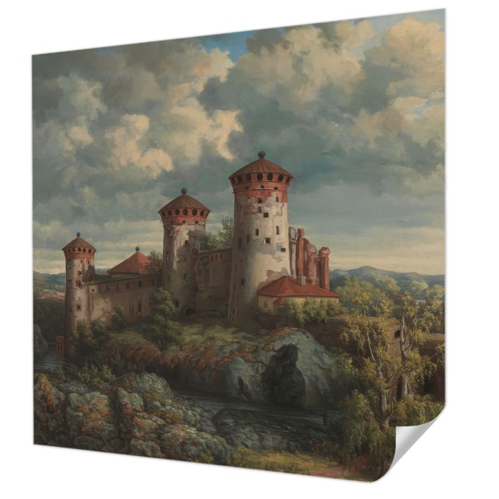 Öntapadós Tapéta Falra, Wallfluent, Romantikus táj, Zöld, 250 x 250 cm, Előszobába, Hálószobába, 010170060030000285370