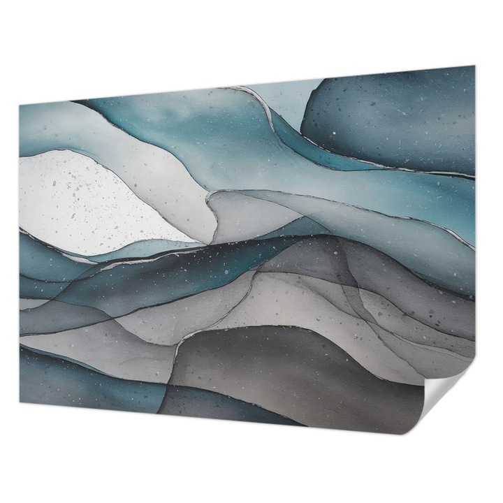 Öntapadós Fotótapéta Falra, Wallfluent, Színes hullámok, Kék, 312 x 219 cm, Modern Dizájn, Könnyen Felszerelhető És Tisztítható, 010170060960000284770