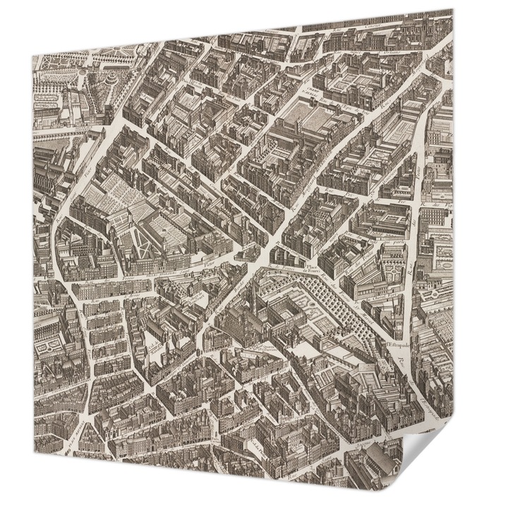 Öntapadós Tapéta Falra, Wallfluent, Városi labirintus, Barna, 250 x 250 cm, Klasszikus, Könnyen Felszerelhető, 010170060030000285403