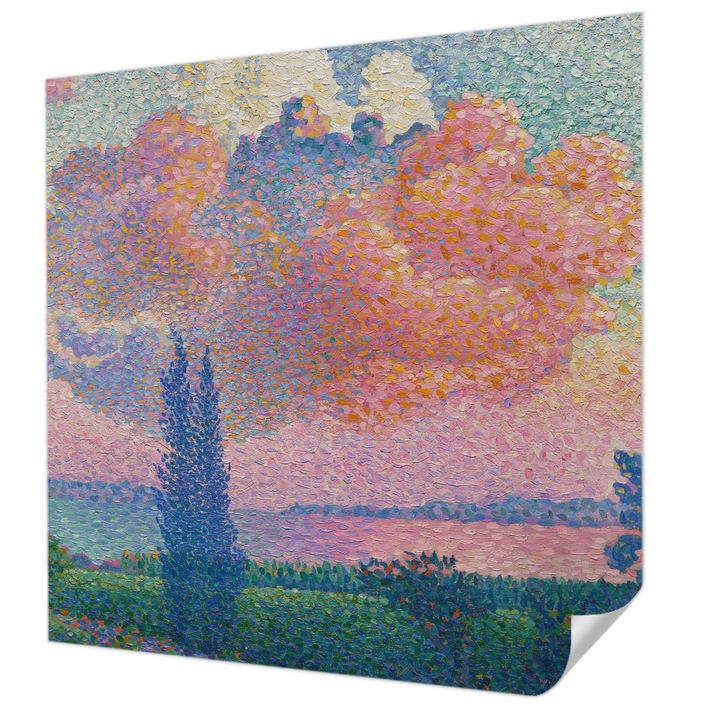 Öntapadós Tapéta Falra, Wallfluent, Színes táj, Rózsaszín, 250 x 250 cm, Könnyen Tisztítható, Nedvességálló, 010170060030000285398