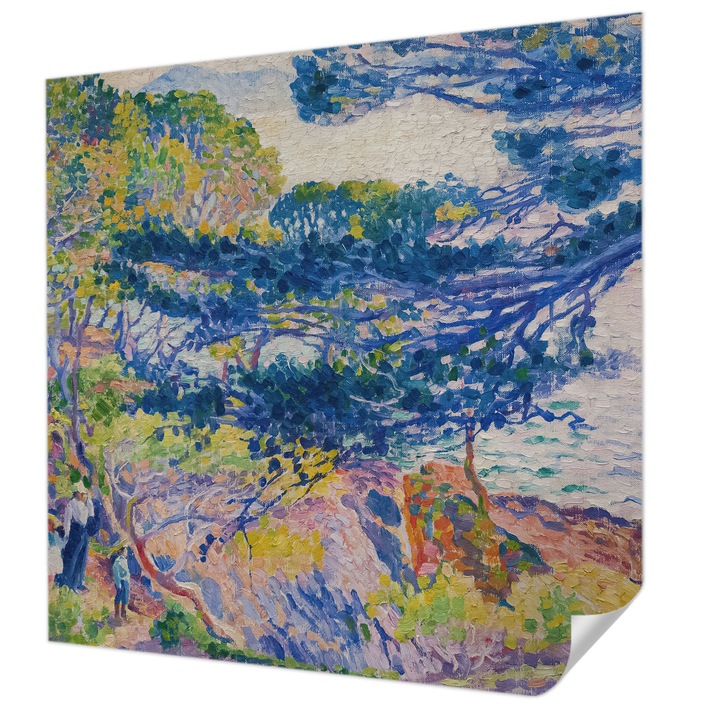 Öntapadós Fotótapéta Falra, Wallfluent, Impresszionista tájkép, Kék, 250 x 250 cm, Könnyen Tisztítható, Nedvességálló, 010170060030000285405