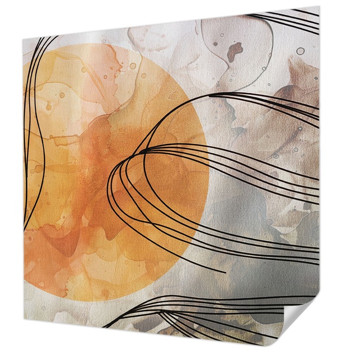 Öntapadós Dekor Tapéta, Wallfluent, Harmonikus absztrakció, Narancssárga, 250 x 250 cm, Nappaliba, Konyhába, 010170060030000285114