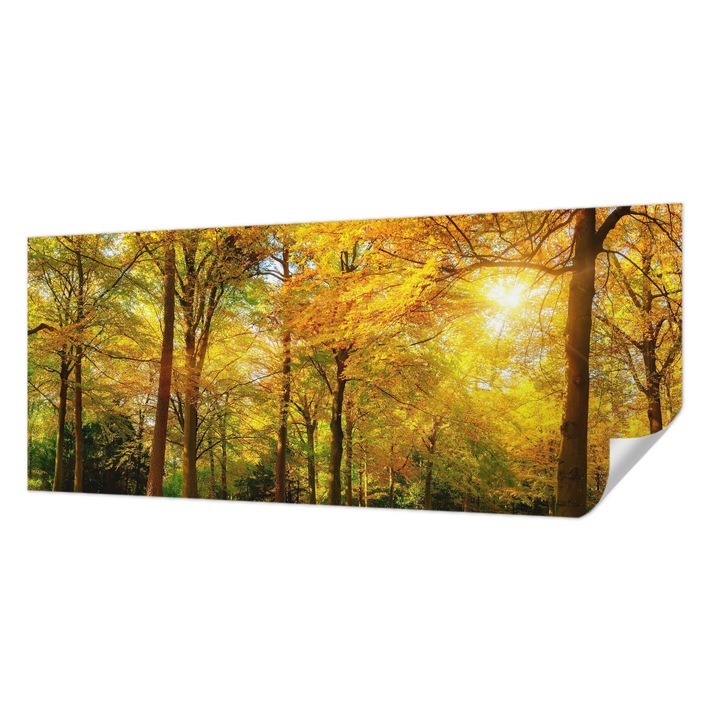 Tapet Textil Autocolant, Wallfluent, Frunze aurii, Galben, 250 x 104 cm, Detasabil, Lavabil, 010170060020000007647