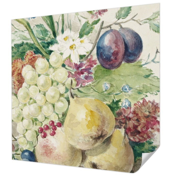 Öntapadós Tapéta Falra, Wallfluent, Virágok és gyümölcsök, Sárga, 250 x 250 cm, Nappaliba, Konyhába, 010170060030000285424