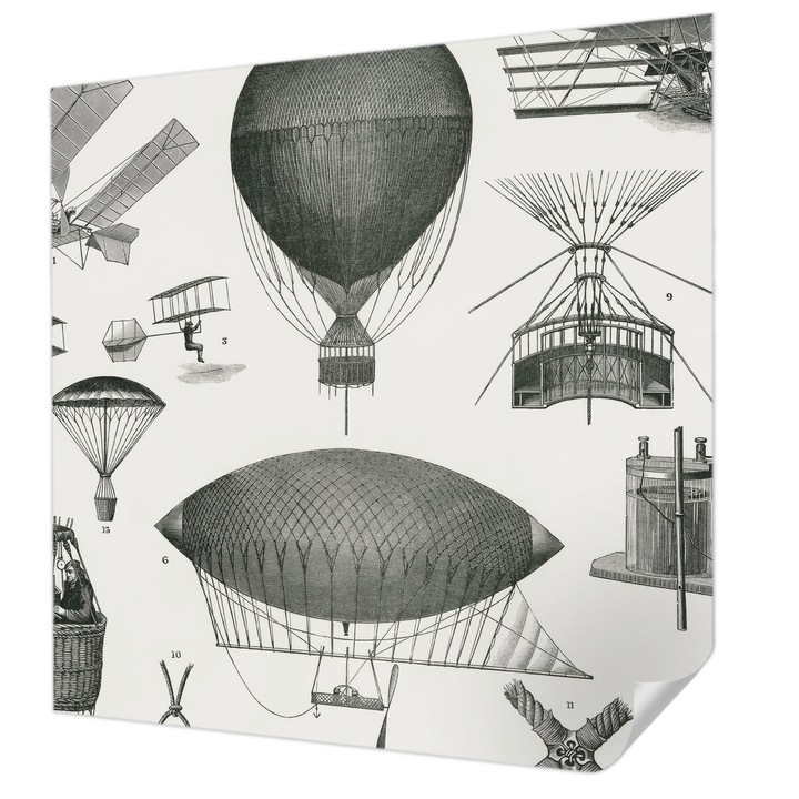 Öntapadós Fotótapéta Falra, Wallfluent, A repülés története, Fekete, 250 x 250 cm, Fali Dekoráció, Nedvesség- És Foltálló, 010170060030000285426