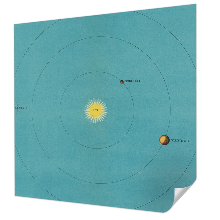 Öntapadós Fotótapéta Falra, Wallfluent, Kozmikus rendszer, Kék, 250 x 250 cm, Klasszikus, Könnyen Felszerelhető, 010170060030000285430