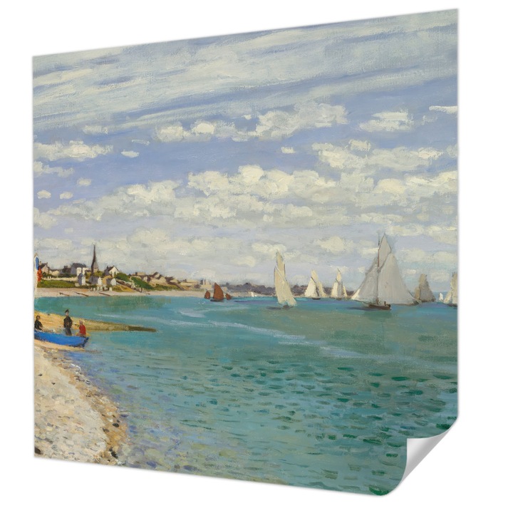 Öntapadós Tapéta Fali Dekoráció, Wallfluent, Tengerparti táj, Kék, 250 x 250 cm, Dekoráció, Falra, 010170060030000285479