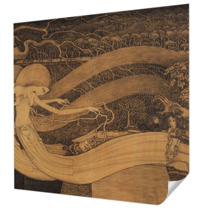 Öntapadós Tapéta Fali Dekoráció, Wallfluent, Szürrealisztikus karakterek, Barna, 250 x 250 cm, Erős Ragasztó, Modern Belsőépítészeti Dekoráció, 010170060030000285477