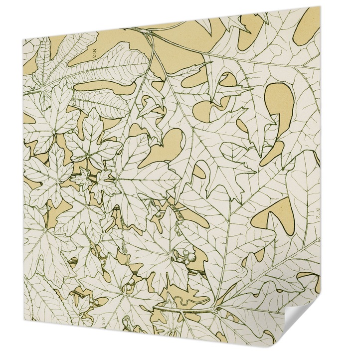 Öntapadós Tapéta Falra, Wallfluent, Fa levelek, Sárga, 250 x 250 cm, Klasszikus, Könnyen Felszerelhető, 010170060030000285487