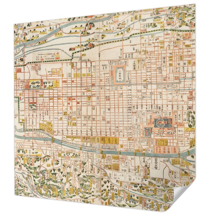 Öntapadós Dekor Tapéta, Wallfluent, Antik térkép, Bézs, 250 x 250 cm, Klasszikus, Könnyen Felszerelhető, 010170060030000285502