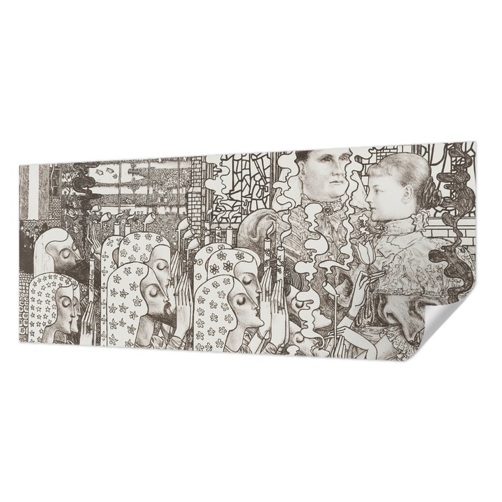 Öntapadós Tapéta Fali Dekoráció, Wallfluent, Virágportrék, Fekete, 250 x 104 cm, Előszobába, Hálószobába, 010170060020000031727