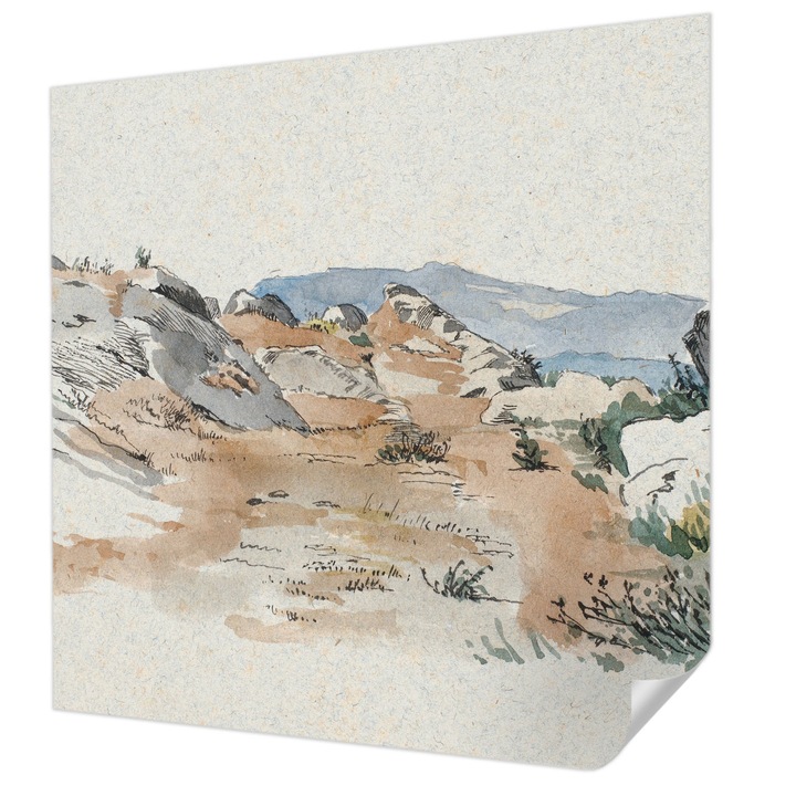Öntapadós Tapéta Falra, Wallfluent, Szikla táj, Bézs, 250 x 250 cm, Fali Dekoráció, Nedvesség- És Foltálló, 010170060030000285511