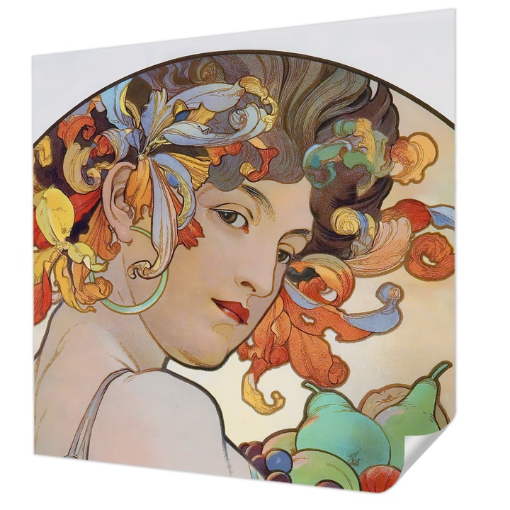 Öntapadós Fotótapéta Falra, Wallfluent, Színes szecesszió, Bézs, 250 x 250 cm, Modern Dizájn, Könnyen Felszerelhető És Tisztítható, 010170060030000285525