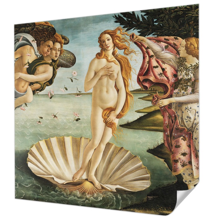Öntapadós Tapéta Fali Dekoráció, Wallfluent, A Vénusz születése, Fekete, 250 x 250 cm, Könnyen Tisztítható, Nedvességálló, 010170060030000285538