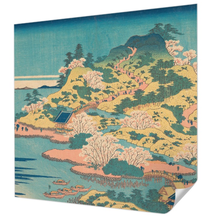 Öntapadós Tapéta Falra, Wallfluent, Japán tájkép, Kék, 250 x 250 cm, Erős Ragasztó, Modern Belsőépítészeti Dekoráció, 010170060030000285550