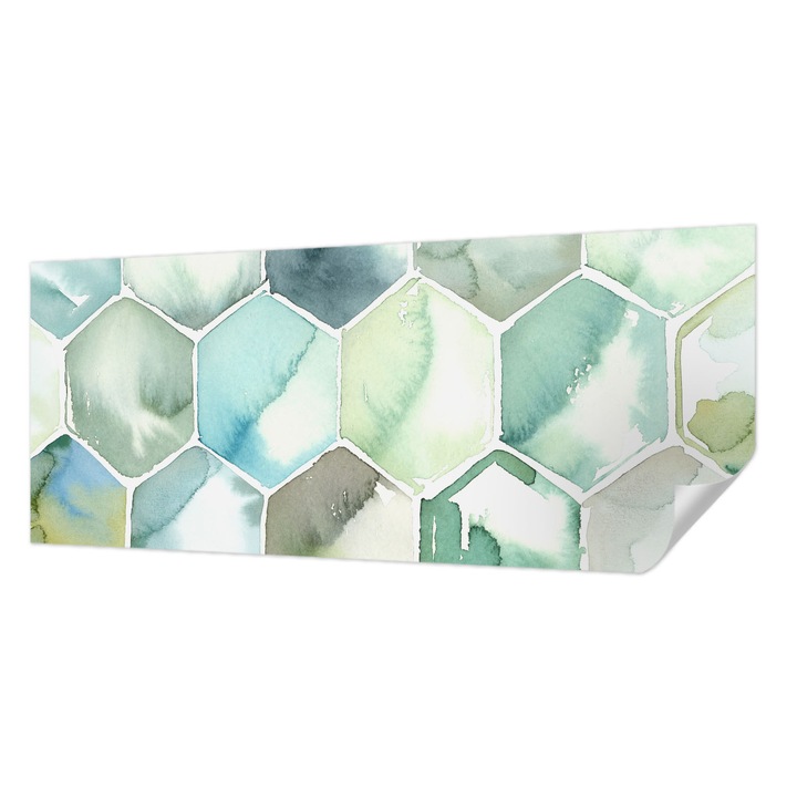 Öntapadós Dekor Tapéta, Wallfluent, Pasztell hatszögek, Zöld, 250 x 104 cm, Modern Dizájn, Könnyen Felszerelhető És Tisztítható, 010170060020000077384