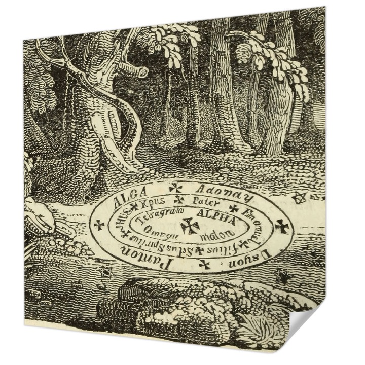 Öntapadós Tapéta Falra, Wallfluent, Bűvös kör, Fekete és fehér, 250 x 250 cm, Előszobába, Hálószobába, 010170060030000285622