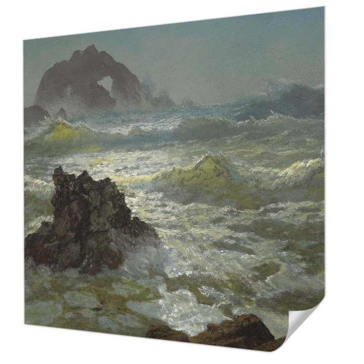 Öntapadós Tapéta Fali Dekoráció, Wallfluent, Viharos tenger, Szürke, 250 x 250 cm, Könnyen Tisztítható, Nedvességálló, 010170060030000285641