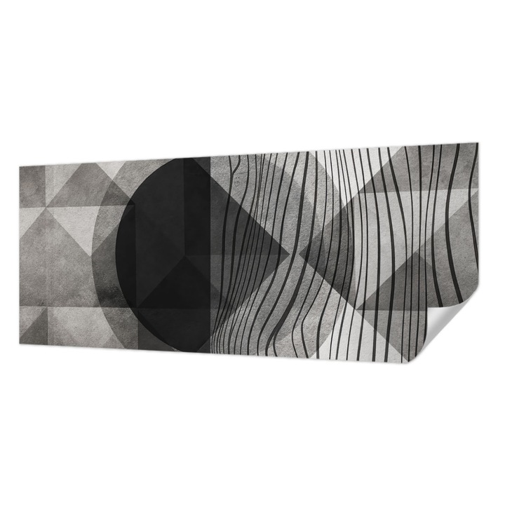 Öntapadós Tapéta Fali Dekoráció, Wallfluent, Absztrakt formák, Fekete és fehér, 250 x 104 cm, Nappaliba, Konyhába, 010170060020000284885