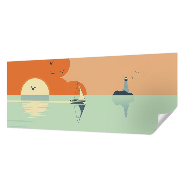 Öntapadós Tapéta Falra, Wallfluent, Tengeri élvezet, Narancssárga, 250 x 104 cm, Előszobába, Hálószobába, 010170060020000284896