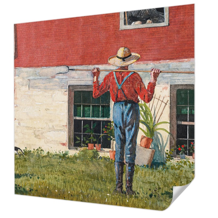 Öntapadós Tapéta Falra, Wallfluent, Falusi jelenet, Szürke, 250 x 250 cm, Nappaliba, Konyhába, 010170060030000285655