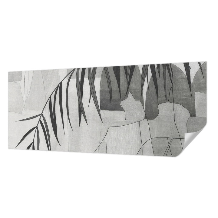 Öntapadós Dekor Tapéta, Wallfluent, Absztrakt pálmafa, Fehér, 250 x 104 cm, Könnyen Tisztítható, Nedvességálló, 010170060020000284995