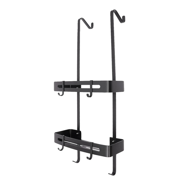 Suport de baie, design cu doua niveluri, rezistent la umiditate, dimensiuni standard, montare pe perete