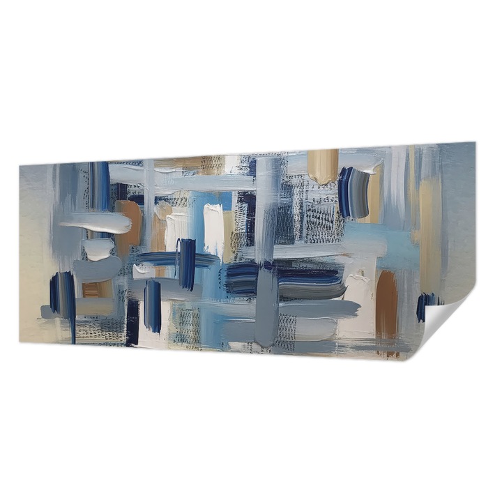 Öntapadós Fotótapéta Falra, Wallfluent, Absztrakciós ecsetek, Kék, 250 x 104 cm, Előszobába, Hálószobába, 010170060020000284993