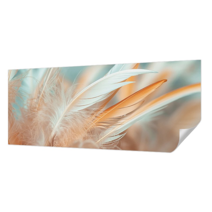 Öntapadós Tapéta Falra, Wallfluent, Finom tollak, Fehér, 250 x 104 cm, Előszobába, Hálószobába, 010170060020000285019