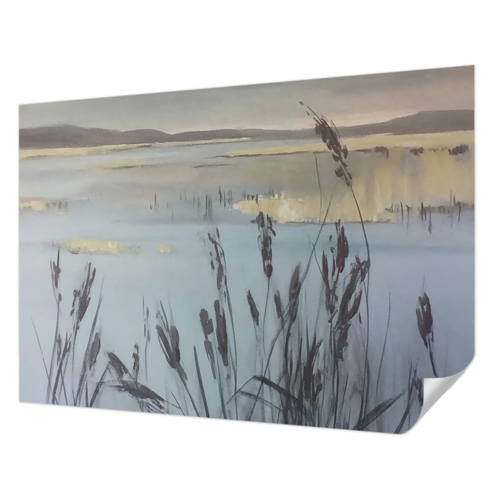 Fali Fotótapéta Autocolant, Wallfluent, Un lac calm, Gri, 208 x 146 cm, Pentru Sufragerie, Dormitor, 010170060950000284843