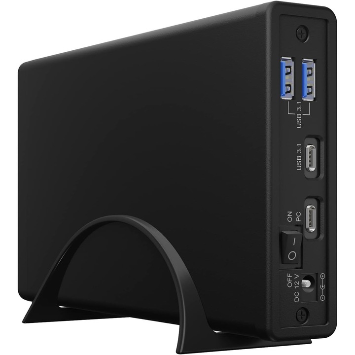 Carcasa HDD/SSD ICY BOX 2.5"/3.5", USB 3.2 10Gbps, Hub 3 Porturi, aluminiu