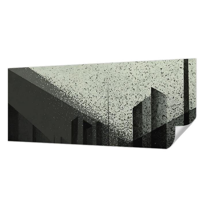 Fali Fotótapéta Autocolant, Wallfluent, Geometria orasului, Negru, 250 x 104 cm, Pentru Sufragerie, Dormitor, 010170060020000285119