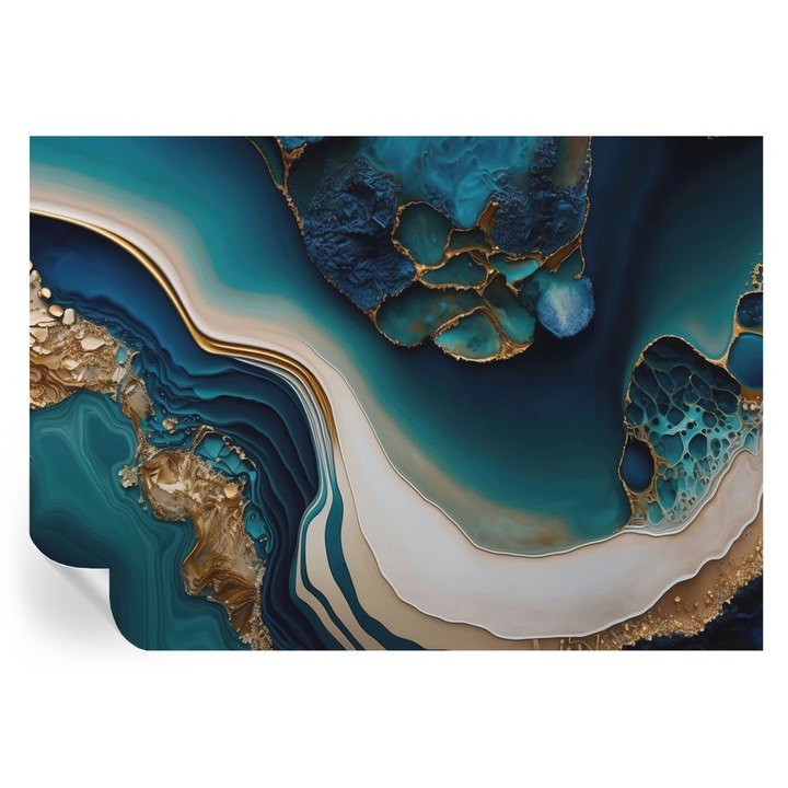 Tapet Autodeziv De Perete, Tulup, Abstractie colorata, Turcoaz, 208 x 146 cm, Decorativ, Usor De Montat Si Rezistent, 010170060950000282564